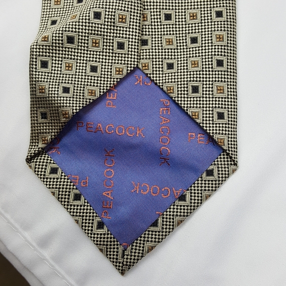 Peacock Blue and Gold executive silk TIE - Picture 7 of 8